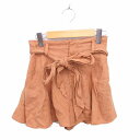 【中古】スナイデル snidel キュロット ショート パンツ ジップフライ ウエストリボン 0 茶 ライトブラウン /TT28 レディース 【ベクトル 古着】...