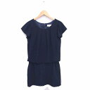 【中古】アナトリエ ANATELIER ワンピース ひざ丈 丸首 プルオーバー 薄手 半袖 38 ネイビー 紺 /TT10 レディース 【ベクトル 古着】 220513(4)