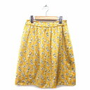 【中古】マッキントッシュフィロソフィー MACKINTOSH PHILOSOPHY フレア スカート 膝丈 花 柄 テープ 38 マスタード からし /HT2 レディース 【ベクトル 古着】 220408(4)