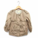【中古】ルージュヴィフ Rouge vif ノーカラー ジャケット 七分袖 綿混 麻混 無地 レース 36 ベージュ /HT26 レディース 【ベクトル 古着】 220418