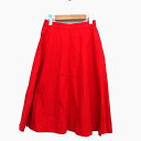 【中古】ルージュヴィフ Rouge vif フレア スカート ロング ミモレ丈 コットン 綿 無地 シンプル リボン 36 レッド 赤 /HT34 レディース 【ベクトル 古着】 220421
