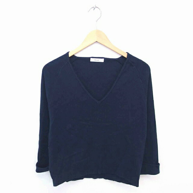 【中古】ニコアンド Niko and.. ニット セーター Vネック ロールアップ ラグランスリーブ 七分袖 ネイ..