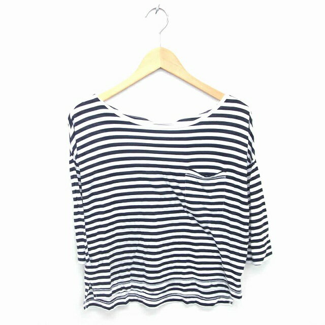 樂天商城 - 【中古】アーバンリサーチ URBAN RESEARCH カットソー Tシャツ ボーダー ボートネック 薄手 七分袖 FREE ホワイト ブラック 白 黒 /TT15 レディース 【ベクトル 古着】 220617
