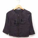 【中古】ルカ LUCA ノーカラー ジャケット アウター ブルゾン 七分袖 異素材切替 38 グレー /FT38 レディース 【ベクトル 古着】 220711(4)