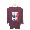 【中古】アーバンリサーチ URBAN RESEARCH チュニック 丸首 プリント プルオーバー 七分袖 38 赤紫 ボルドー /TT10 レディース 【ベクト...