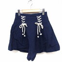 【中古】ナイン NINE キュロット パンツ ショート ミニ レースアップ 無地 麻混 0 ネイビー 紺 /FT10 レディース 【ベクトル 古着】 22070...