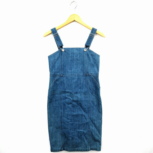 【中古】アーバンリサーチ サニーレーベル URBAN RESEARCH Sonny Label ジャンパースカート ワンピース デニム 膝下丈 ウォッシュ加工 ノースリーブ 36 ブルー 青 /TT18 レディース 【ベクトル 古着】 220706