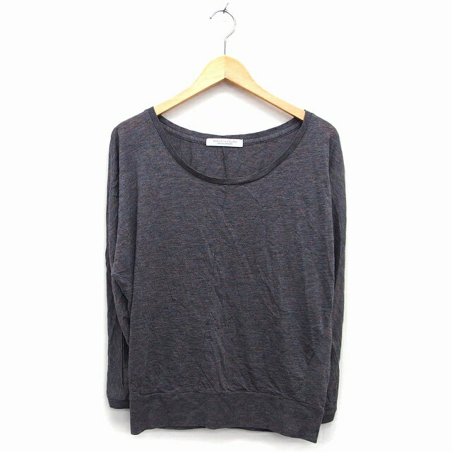 【中古】B&Y ユナイテッドアローズ BEAUTY&YOUTH ビューティー&ユース ニット カットソー 長袖 丸首 ウール混 総柄 リブ 薄手 ダークグレー 灰 /HT12 レディース 【ベクトル 古着】 220727