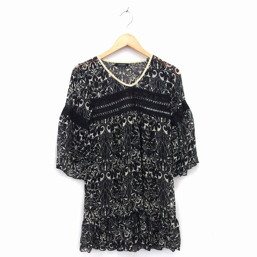 【中古】レイビームス Ray Beams ワンピース ミニ フレア レース 透け感 薄手 総柄 七分袖 M 黒 ブラック /NT11 レディース 【ベクトル 古着】 220729 【中古】レイビームス Ray Beams ワンピース ミニ フレア レース 透け感 薄手 総柄 七分袖 M 黒 ブラック /NT11 レディース 【ベクトル 古着】 220729