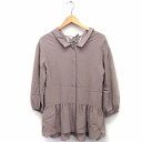 【中古】ウィルセレクション WILLSELECTION チュニック シャツ ブラウス 長袖 無地 シンプル レースアップ ペプラム M グレージュ /HT29 ...