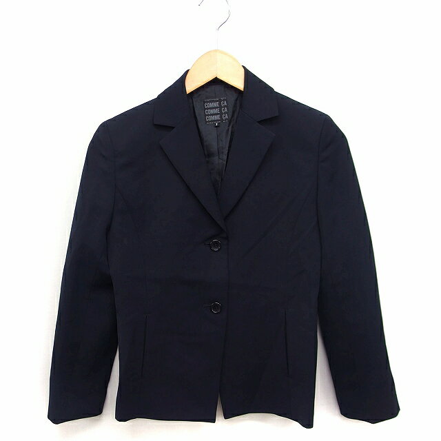 【中古】コムサ COMME CA テーラード ジャケット アウター 無地 シンプル 7 ブラック 黒 /FT32 レディース 【ベクトル 古着】 220907