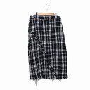 【中古】アビトーキョー ABITOKYO スカート フレア ロング チェック フリンジ サイドジップ M 黒 ブラック /NT5 レディース 【ベクトル 古着】...