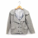 【中古】カロリナ グレイサー バイ シェリール CAROLINA GLASER by Cheryl ジャケット アウター トライアングルカラー アンゴラ混 ウール フード グレー /NT17 レディース 【ベクトル 古着】 220930(4)