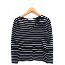 【中古】アズールベーシック AZUL basic ボーダー柄 ニット カットソー 長袖 Vネック S ブラック 黒 /FT42 レディース 【ベクトル 古着】 ...
