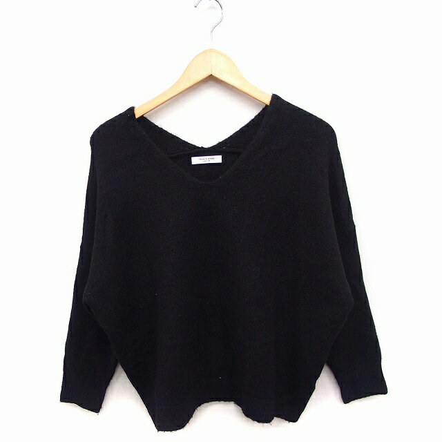V-Neck - 【中古】フリークスストア FREAKS STORE Vネック ニット セーター 長袖 ワイド 無地 厚手 F ブラック 黒 /FT47 レディース 【ベクトル 古着】 221015
