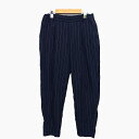 【中古】アースミュージック&エコロジー EARTH MUSIC & ECOLOGY テーパード パンツ リラックス ストライプ 柄 タック 薄手 ネイビー 紺 /HT27 レディース 【ベクトル 古着】 221024(4)