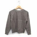 【中古】メランクルージュ Melan Cleuge ニット セーター クルーネック リブ ケーブル編み ドロップショルダー 長袖 M グレージュ /NT22 レディース 【ベクトル 古着】 221024