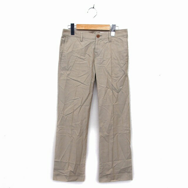 【中古】アダムエロペ Adam et Rope' パンツ ストレート ロールアップ コットン 綿 ローライズ 無地 34 グレージュ /NT15 レディース 【ベクトル 古着】 221107