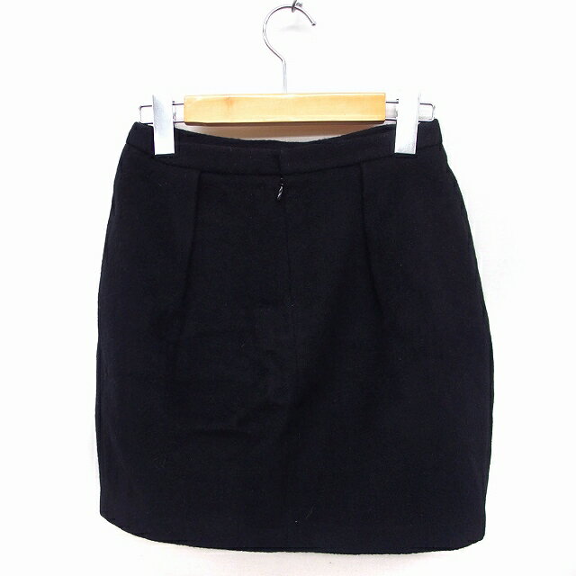 【中古】アクアガール aquagirl コクーン スカート ミニ タック 無地 起毛 ウール 36 ブラック 黒 /FT10 レディース 【ベクトル 古着】 221111