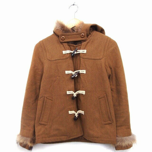 【中古】カスタネ Kastane ダッフル コート ショート丈 ジャケット ウール混 ラクーンファー 無地 シンプル 肩ヨーク FREE ブラウン 茶 /HT20 レディース 【ベクトル 古着】 221121