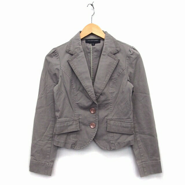 【中古】ジルスチュアート JILL STUART テーラード ジャケット デニム グログランテープ スリット S グレージュ /HT29 レディース 【ベクトル 古着】 221117