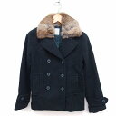 【中古】ローリーズファーム LOWRYS FARM Pコート ピーコート アウター ラビットファー 無地 M ディープグリーン 深緑 /FT11 レディース 【ベクトル 古着】 221117