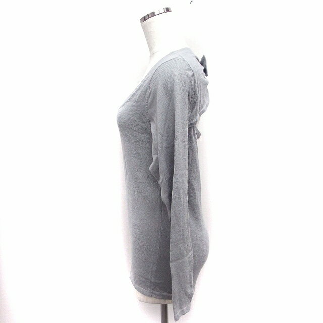 【中古】ナラカミーチェ NARA CAMICIE Rosa バックカット ニット セーター 長袖 Uネック リボン アンゴラ混 1 グレー /FT1 レディース 【ベクトル 古着】 221119 2