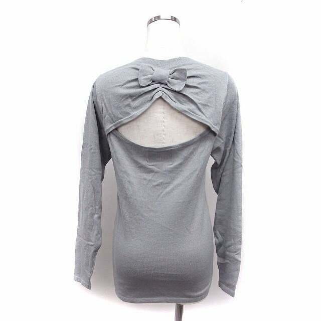 【中古】ナラカミーチェ NARA CAMICIE Rosa バックカット ニット セーター 長袖 Uネック リボン アンゴラ混 1 グレー /FT1 レディース 【ベクトル 古着】 221119 3