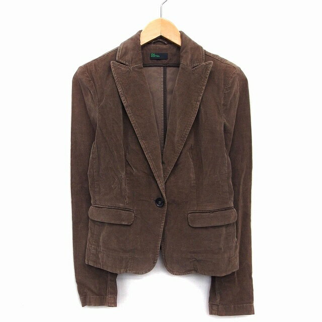 【中古】スティーレベネトン STILE BENETTON テーラード ジャケット コーデュロイ シングル コットン 綿 40 ブラウン 茶 /HT30 レディース 【ベクトル 古着】 221123