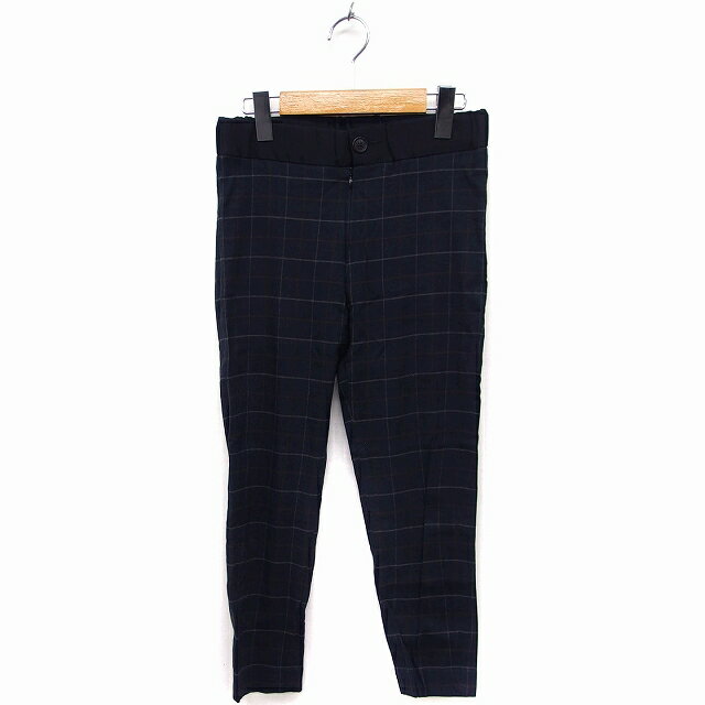 【中古】ブランバスク blanc basque チェック柄 クロップドパンツ ストレッチ 綿混 36 チャコール /FT41 レディース 【ベクトル 古着】 221203