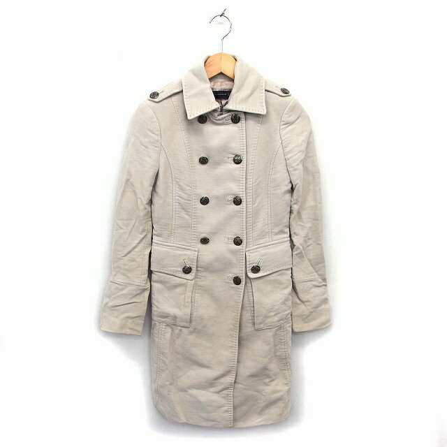 【中古】ザラウーマン ZARA WOMAN ステンカラー コート アウター ミドル コットン 綿 ダブル 無地 XS アイボリー /NT11 レディース 【ベクトル 古着】 221214