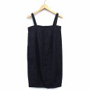 【中古】アーバンリサーチ URBAN RESEARCH ジャンパースカート ワンピース 膝下 ストライプ 柄 前開き タック ウール 毛 カシミヤ混 free ...