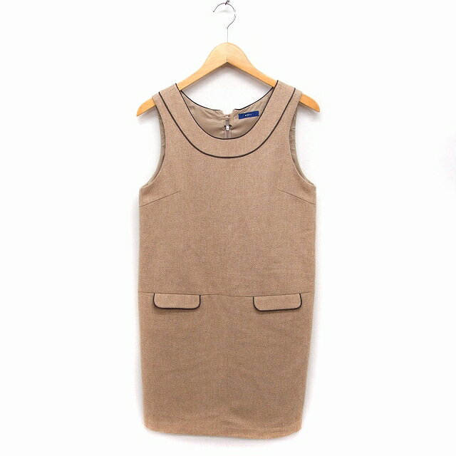 【中古】ニーム NIMES ワンピース ロング丈 ノースリーブ 丸首 ウール ベージュ /FT29 レディース 【ベクトル 古着】 230114