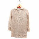 【中古】ロートレアモン LAUTREAMONT View シャツ チュニック 長袖 ハーフボタン ストライプ リボン 36 ベージュ /FT15 レディース 【...