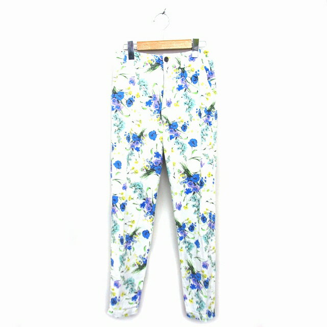 【中古】ガリャルダガランテ GALLARDAGALANTE パンツ テーパード コットン 綿 ジップフライ 花柄 0 白 ホワイト /NT4 レディース 【ベクトル 古着】 230315