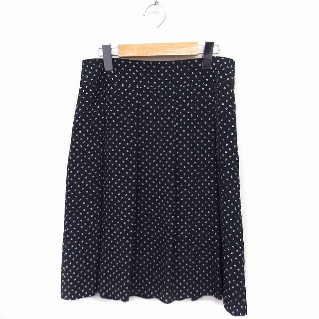 【中古】キース KEITH 小花柄プリーツスカート ひざ丈 40 ブラック 黒 /FT28 レディース 【ベクトル 古着】 230323