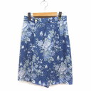 【中古】ジェイプレス J.PRESS 花柄 ラップキュロット パンツ ひざ丈 麻混 9 サックス /FT43 レディース 【ベクトル 古着】 230324
