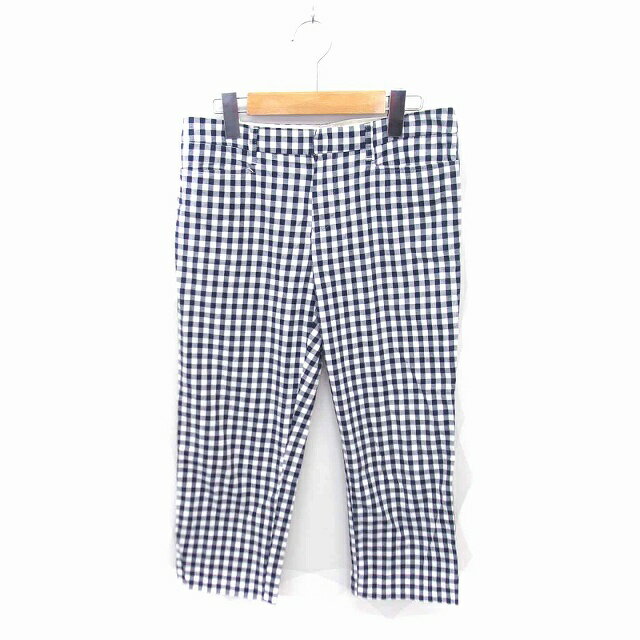 【中古】B&Y ユナイテッドアローズ BEAUTY&YOUTH ビューティー&ユース テーパード パンツ アンクル チェック 薄手 S ネイビー ホワイト 紺 白 /TT35 レディース 【ベクトル 古着】 230415