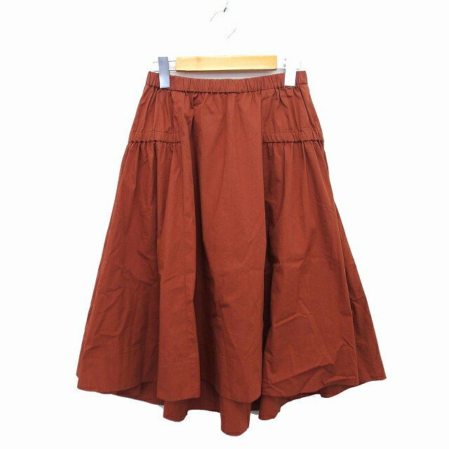 【中古】ストロベリーフィールズ STRAWBERRY-FIELDS スカート フレア ロング コットン 綿 ギャザー 無地 茶 ブラウン /NT5 レディース 【ベクトル 古着】 230510