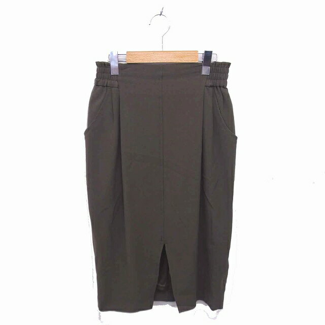 【中古】ディスコート Discoat タイト スカート ロング スリット ウエストゴム L カーキ /TT7 レディース 【ベクトル 古着】 230424