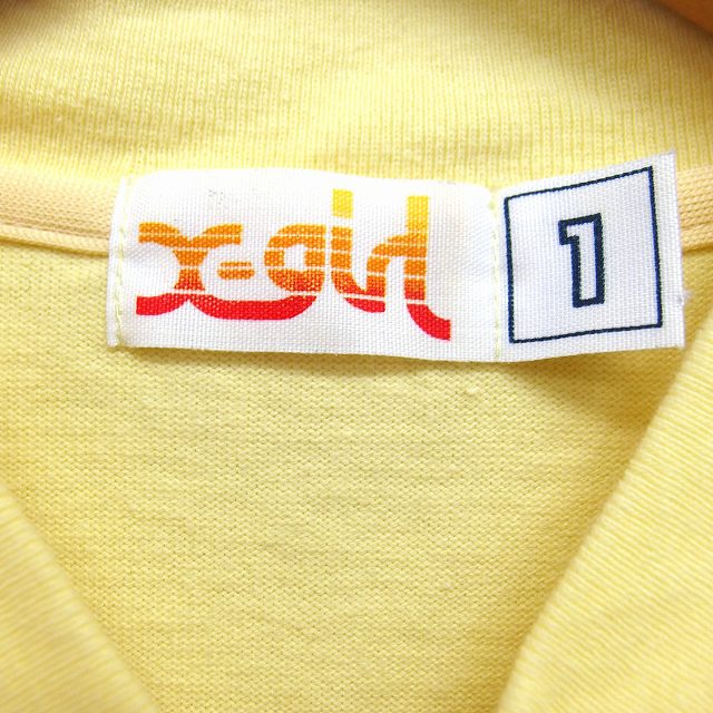 【中古】エックスガール x-girl ジップアップ ジャケット 五分袖 ロゴプリント コットン 綿 1 イエロー 黄 /FT17 レディース 【ベクトル 古着】 230510