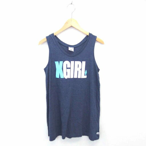 【中古】エックスガール x-girl チュニック ロゴプリント プルオーバー 丸首 ノースリーブ 1 ネイビー 紺 /TT5 レディース 【ベクトル 古着】 230518 【中古】エックスガール x-girl チュニック ロゴプリント プルオーバー 丸首 ノースリーブ 1 ネイビー 紺 /TT5 レディース 【ベクトル 古着】 230518