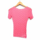 【中古】フリークスストア FREAKS STORE ニット カットソー 総柄 フリル 薄手 半袖 丸首 F ピンク /HT17 レディース 【ベクトル 古着】 ...