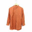 【中古】グローバルワーク GLOBAL WORK シャツ ブラウス ステンカラー 透け感 タック ドロップショルダー ワイド 長袖 F 茶 ブラウン /NT11 レディース 【ベクトル 古着】 230524(4)
