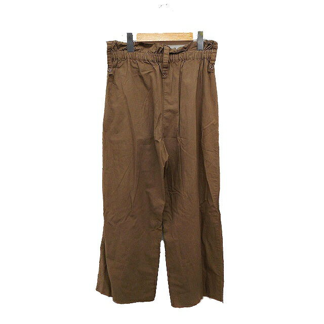 【中古】カスタネ Kastane ハイウエストワイド パンツ 切りっぱなし 無地 コットン 綿 F ブラウン 茶 /FT35 レディース 【ベクトル 古着】 230608