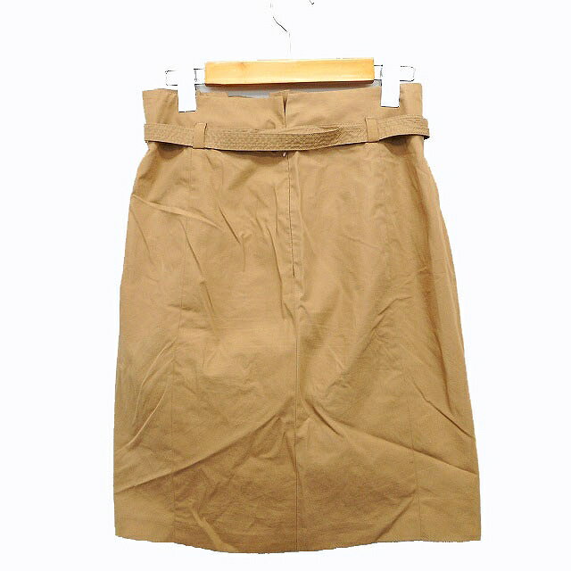 【中古】ボールジー BALLSEY トゥモローランド フレア スカート 膝丈 無地 シンプル タック ベルト コットン 綿 36 ライトブラウン 茶 /HT16 レディース 【ベクトル 古着】 230621