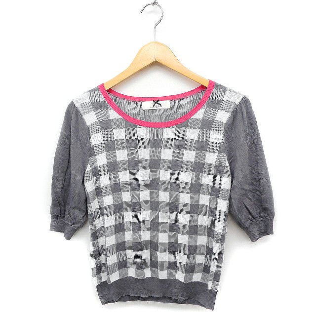 【中古】シュープリームララ Supreme.La.La. Supreme LaLa チェック柄 ニット セーター バルーン袖 五..