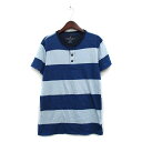 【中古】アメリカンイーグルアウトフィッターズ AMERICAN EAGLE outfitters カットソー Tシャツ 半袖 ハーフボタン コットン ボーダー ...