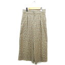 【中古】ザラ ZARA パンツ ワイド タック 千鳥格子 ジップフライ M ベージュ /NT32 レディース 【ベクトル 古着】 230706