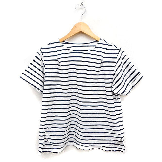 【中古】デッサン Dessin ボーダー柄 カットソー Tシャツ 半袖 丸首 1 ホワイト 白 /FT35 レディース 【ベクトル 古着】 230708